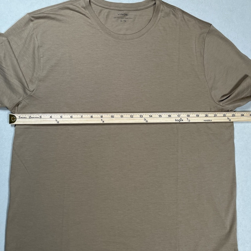 New Vince Essential Pima Cotton Crew Neck T-Shirt Sz XL Men's Tan Brown NWT - Picture 5 of 6